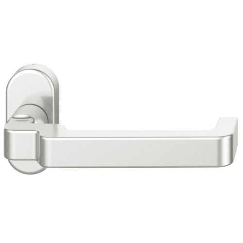 FSB 06 1134 cranked handle for framed fireproof emergency door on oval rose, natural aluminium F1