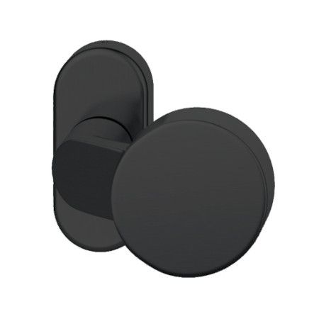 Uksenupp 07 0809 fikseeritud, ovaalsel rosetil, alumiinium S8 must