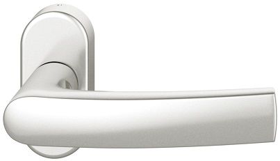 Handle for framed doors on oval rose, spring-loaded, □8 mm, aluminium F1