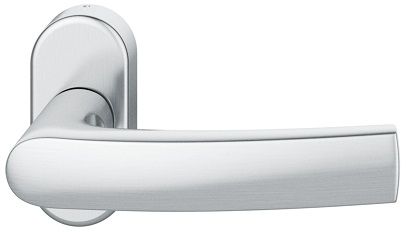 Handle for framed doors on oval rose, spring-loaded, 9 mm, st. steel