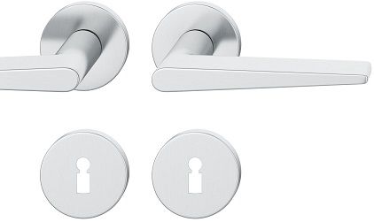 Handle set on round roses BB, door thickness 39-58 mm, stainless steel matt