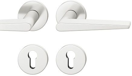 Handle set on round roses PZ, door thickness 39-58 mm, aluminium F1