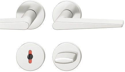 Handle set on round roses WC, door thickness 39-58 mm, aluminium F1