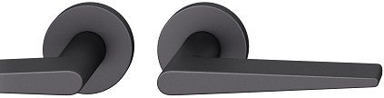 Handle set on round roses BAC, door thickness 39-58 mm, aluminium black 0810