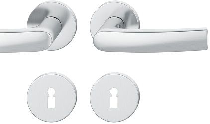 Handle set on round roses BB, door thickness 39-58 mm, stainless steel matt