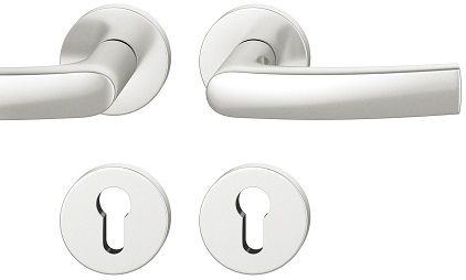 Handle set on round roses PZ, door thickness 39-58 mm, aluminium F1
