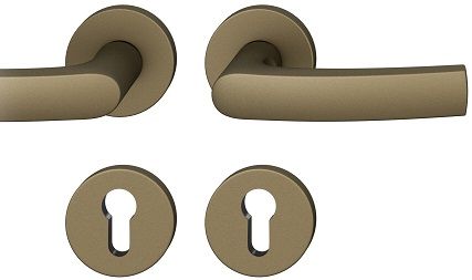Handle set on round roses PZ, door thickness 39-58 mm, aluminium medium bronze 0510