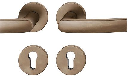 Handle set on round roses PZ, door thickness 39-58 mm, dark bronze