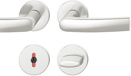 Handle set on round roses WC, door thickness 39-58 mm, aluminium F1