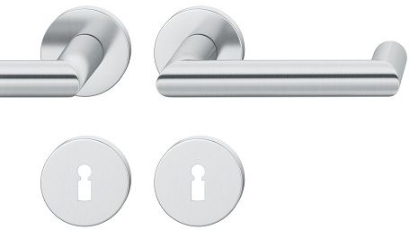 Handle set on round roses BB, door thickness 39-58 mm, stainless steel matt