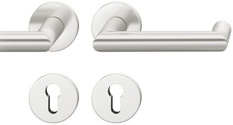 Handle set on round roses PZ, door thickness 39-58 mm, aluminium F1