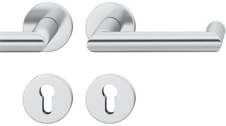 Handle set on round roses PZ, door thickness 39-58 mm, stainless steel matt