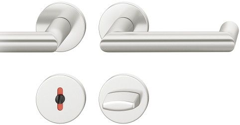 Handle set on round roses WC, door thickness 39-58 mm, aluminium F1