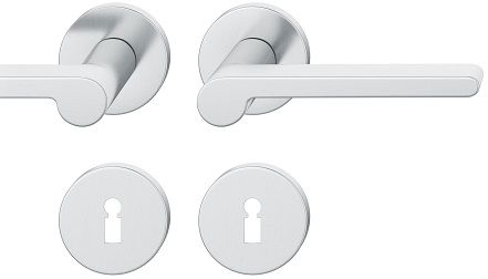 Handle set on round roses BB, door thickness 39-58 mm, stainless steel matt