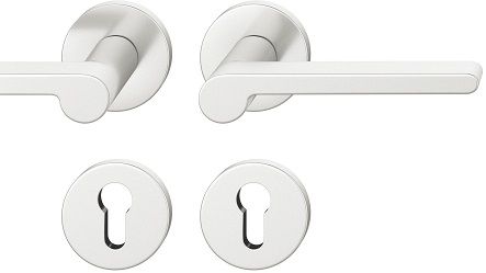 Handle set on round roses PZ, door thickness 39-58 mm, aluminium F1