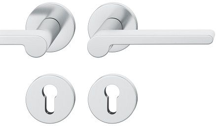 Handle set on round roses PZ, door thickness 39-58 mm, stainless steel matt