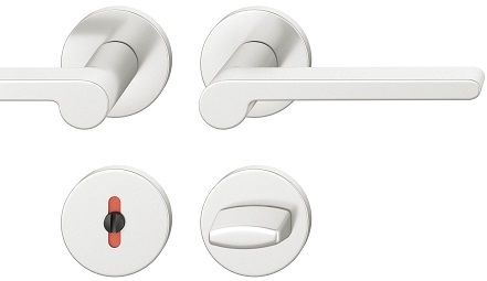 Handle set on round roses WC, door thickness 39-58 mm, aluminium F1