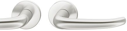 Handle set on round roses BAC, door thickness 39-58 mm, aluminium F1