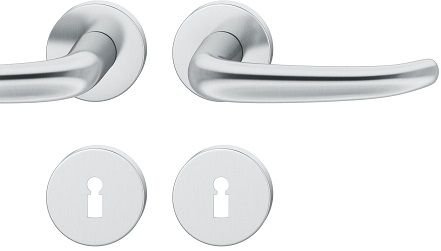 Handle set on round roses BB, door thickness 39-58 mm, stainless steel matt