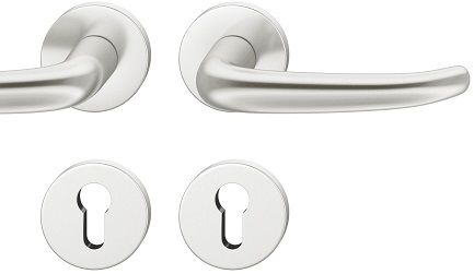 Handle set on round roses PZ, door thickness 39-58 mm, aluminium F1