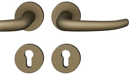 Handle set on round roses PZ, door thickness 39-58 mm, aluminium S5