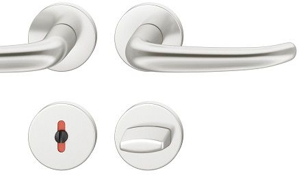 Handle set on round roses WC, door thickness 39-58 mm, aluminium F1