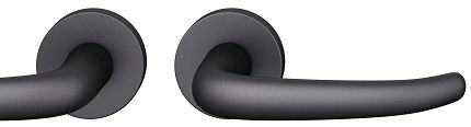 Handle set on round roses BAC, door thickness 39-58 mm, aluminium black 0810