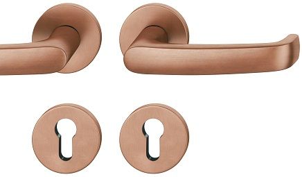 Handle set on round roses PZ, door thickness 39-58 mm, light bronze