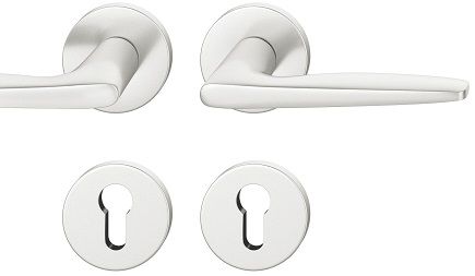 Handle set on round roses PZ, door thickness 39-58 mm, aluminium F1