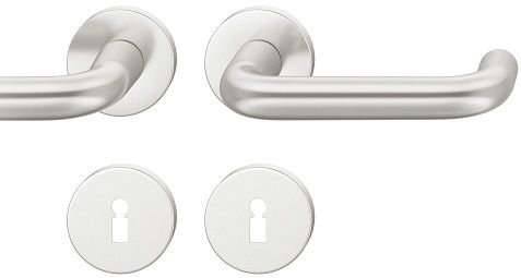 Handle set on round roses BB, door thickness 39-58 mm, aluminium F1