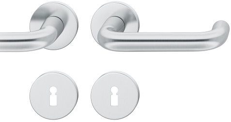 Handle set on round roses BB, door thickness 39-58 mm, stainless steel matt