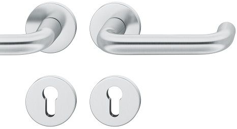 Handle set on round roses PZ, door thickness 39-58 mm, stainless steel matt