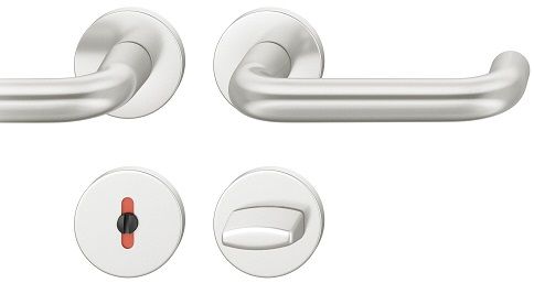 Handle set on round roses WC, door thickness 39-58 mm, aluminium F1