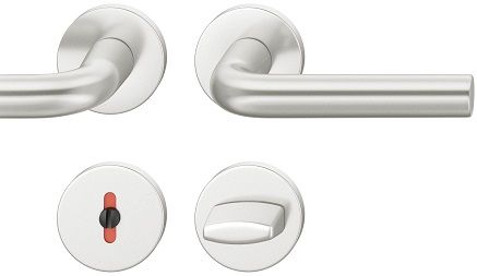 Handle set on round roses WC, door thickness 39-58 mm, aluminium F1