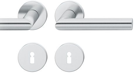 Handle set on round roses BB, door thickness 39-58 mm, stainless steel matt