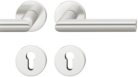 Handle set on round roses PZ, door thickness 39-58 mm, aluminium F1