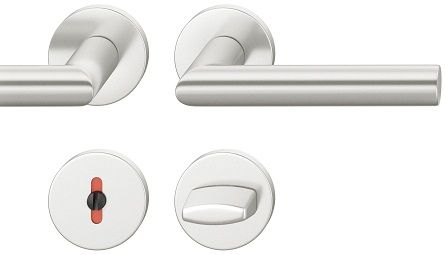 Handle set on round roses WC, door thickness 39-58 mm, aluminium F1