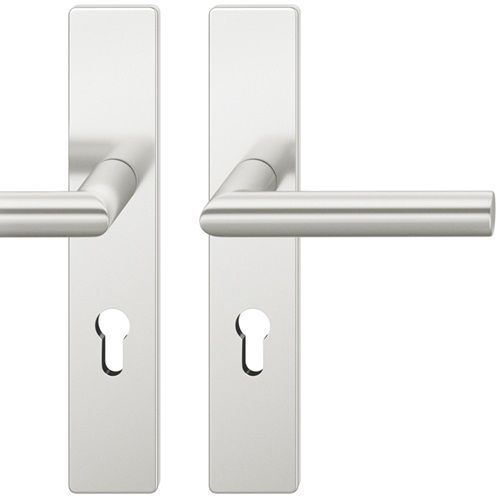 FSB 12 1076 handle set with backplates PZ 72mm, aluminium anodized natural F1