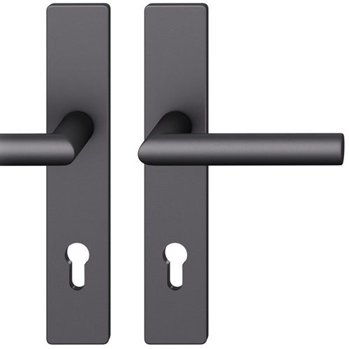 FSB 12 1076 handle set with backplates PZ 92mm, aluminium blasted, matt black S8