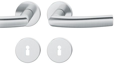 Handle set on round roses BB, door thickness 39-58 mm, stainless steel matt