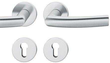 Handle set on round roses PZ, door thickness 39-58 mm, stainless steel matt