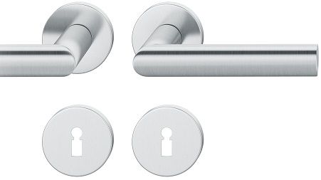 Handle set on round roses BB, door thickness 39-58 mm, stainless steel matt