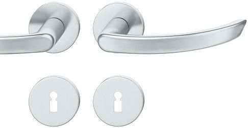 Handle set on round roses BB, door thickness 39-58 mm, stainless steel matt