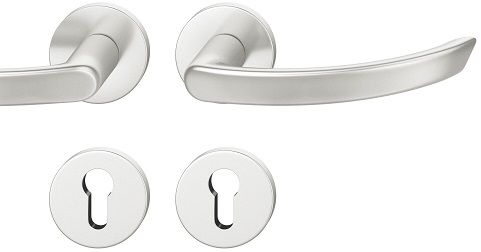 Handle set on round roses PZ, door thickness 39-58 mm, aluminium F1
