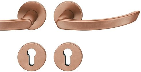 Handle set on round roses PZ, door thickness 39-58 mm, light bronze