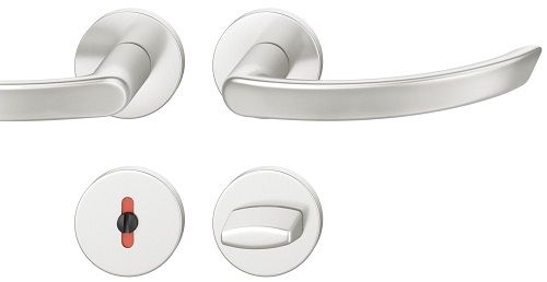 Handle set on round roses WC, door thickness 39-58 mm, aluminium F1