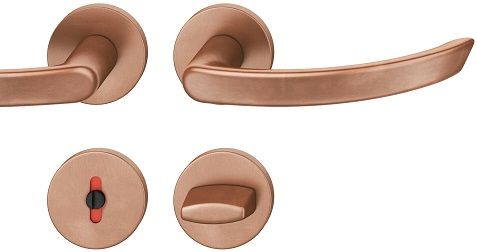 Handle set on round roses WC, door thickness 39-58 mm, light bronze