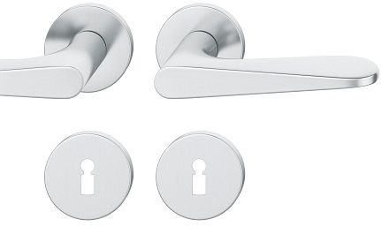 Handle set on round roses BB, door thickness 39-58 mm, stainless steel matt