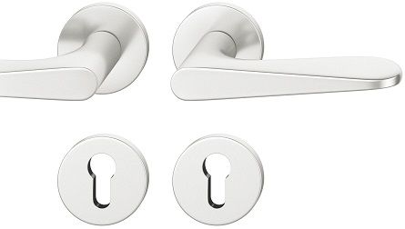 Handle set on round roses PZ, door thickness 39-58 mm, aluminium F1