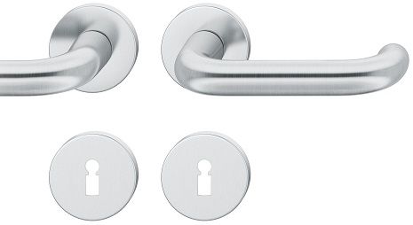 Handle set on round roses BB, door thickness 39-58 mm, stainless steel matt